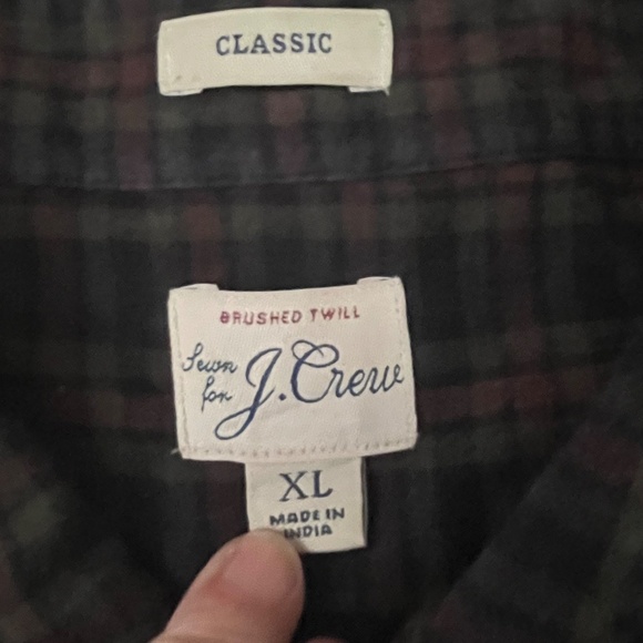 J Crew Brushed Twill Classic Long Sleeve Green Plaid Button Shirt Mens XL - Picture 5 of 11